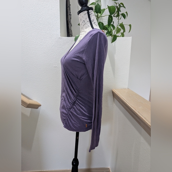 LUCY Activewear Ruched Faux Wrap Top - Purple, XS - Picture 2 of 8